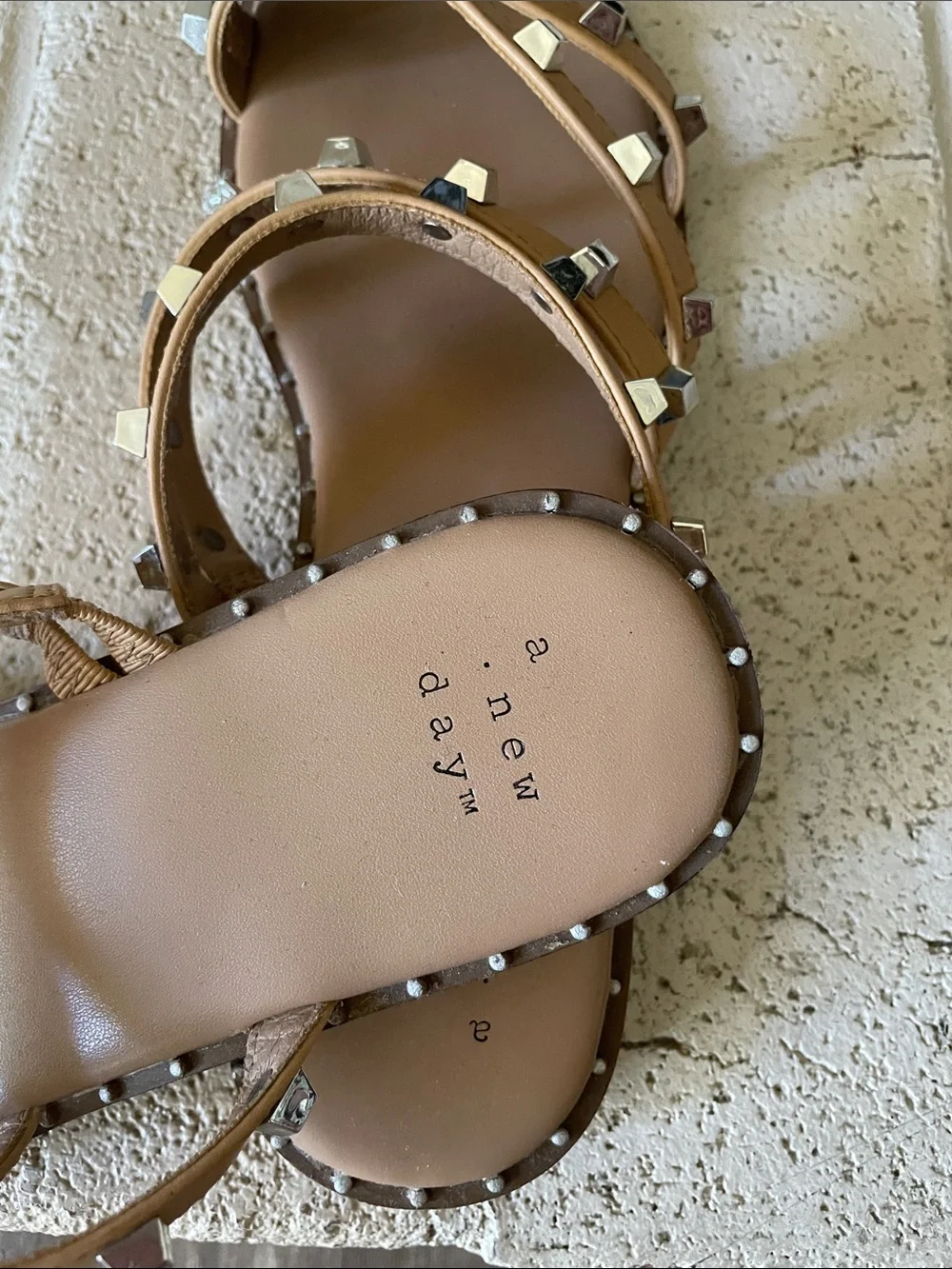 a new day Tan Studded Multi-Strap Slide Sandals